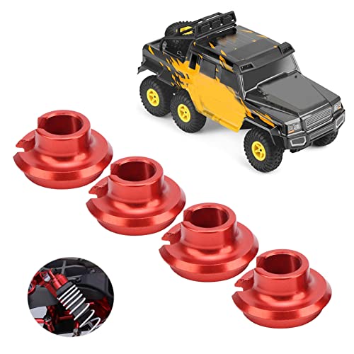 RC Spring Retainers, Durable Shock Cups Upgrade for Smooth Ride, 4Pcs Red Set for 1/10 Scale RC Cars Off-Road Racing and Hobbyist Maintenance