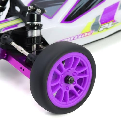 4PCS Finished Flat Running Drift Tires and Wheels 7MM Hexagon for 1/24 Losi Micro B Upgrades and 1/28 Losi Micro T Upgrades (b Purple) - color: B Purple