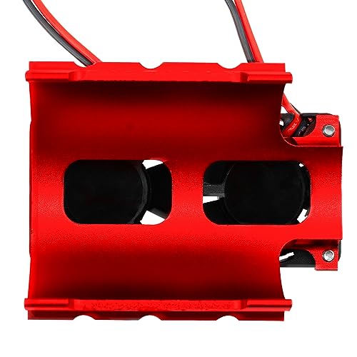 Motor Heatsink Dual Cooling Fan 40-42mm Compatible with 1/7 1/8 Arrma Traxxas RC Car Fit 4068 4074 4082 4268 4274 Motors (Red)