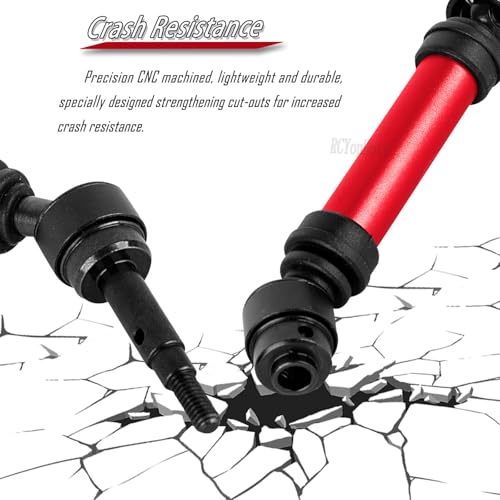 RC #45 Steel Front Rear Driveshaft/Drive Shaft Upgrades Part for 1/10 Slash,Rustler,Stampede,Jat0 4WD 4X4 VXL,F0rd F15O Rapt0r R 4WD,CVD Axles with Hex(#9051#9052) Red - color: Red-(Upgrades)