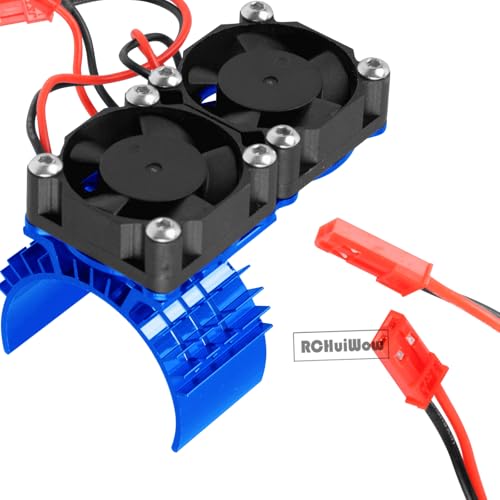 RC VXL-3s ESC Cooling Fan Heat Sink w/Dual Fan Heat Sink Upgrades Part for 1/10 Slash Rustler Stampede 4x4 VXL 4WD,High Velocity Fan Heatsink Hops Up,Navy Blue - color: Navy Blue(1set)