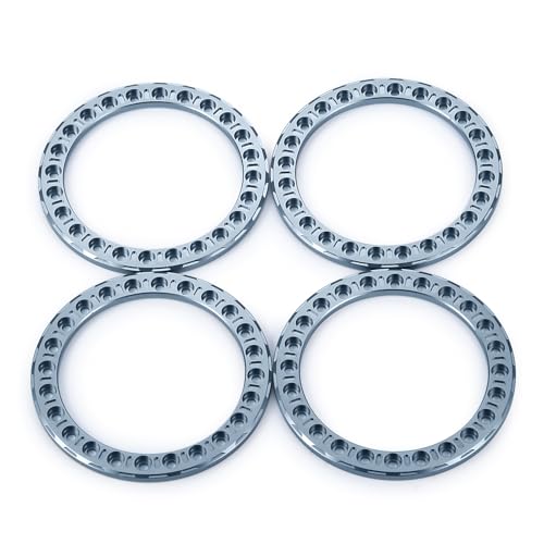 4PCS Aluminum Alloy 1.9" Beadlock Wheel Rings Replacement Wheel Rim Beadlock Ring for 1/10 Scale SCX10 1.9inch Beadlock Wheels Upgrades RC Crawler Car Accessories (Grey) - color: Grey