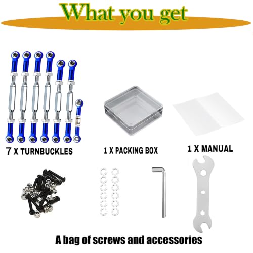 2026 Stainless Steel Turnbuckles Tie Rods With Spacers fit for 1/10 Traxxas Slash 4X4(VXL),Slash 2WD,Hoss 4X4(VXL),Rustler 4X4 (VXL),Rustler 2WD,Stampede VXL,Bandit/VXL,RC Car Hops Up Parts(Navy blue) - color: Stainless Steel & Blue