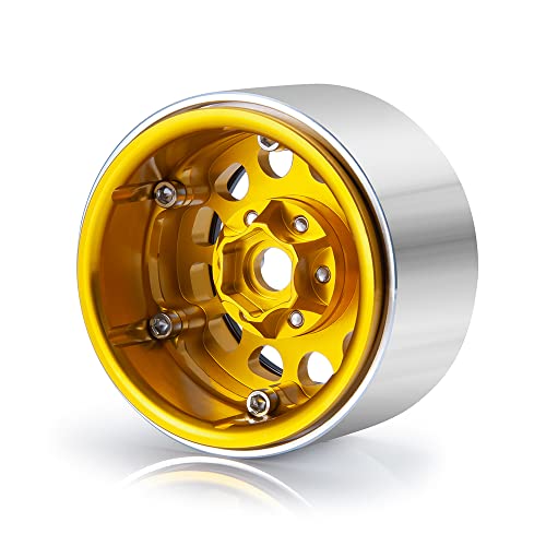 Aluminum 1.9" Beadlock Wheel for Axial SCX10 II III TRX4 D90 Redcat | 1/10th RC Crawler Car Upgrade Parts,35mm Width,4PCS - color: Gold
