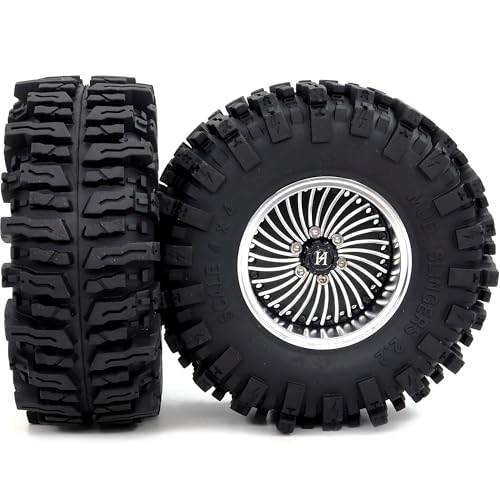 HOBBYSOUL Adjustable Offset 2.2 Beadlock Wheels and Tires 124mm Tall Mud Slingers tyre & 40mm Wide Rims for 1/10 RC Crawler TRX4 SCX10 Capra Upgrades,HS701530