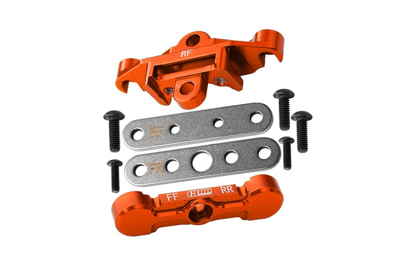 GPM 7075 Alloy Rear Tie Bar Mounts & Suspension Pin Retainers for TRAXXAS 1/10 4Wd Maxx Monster Truck -89076-4 - color: Orange