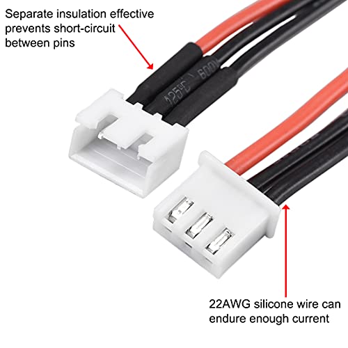 uxcell 2S Balance Plug Extension Wire 10CM 2PCS for Lipo Battery Balance Charging 22AWG