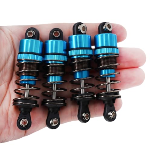 4PCS Oil Filled RC Shocks for 1/10 RC Cars, Adjustable Aluminum Shock Absorbers for Buggy Truggy Touring Drift Cars Monster Trucks (Blue 55mm)