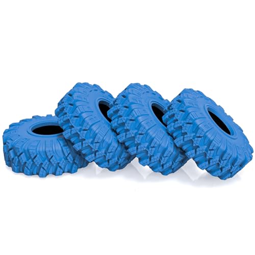 1.0 Tires RC Crawler Tires 62 * 21mm Super Soft Sticky 1.0 Crawler Tyre with Foam Insert for 1/18 TRX4M 1/24 SCX24 FCX24 Upgrade (4PCS) (Blue) - color: Blue