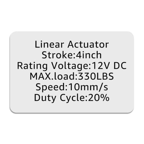 4" (100mm) Stroke 12V Silent Electric Linear Actuator Silver | 330lbs (1500N) Load Capacity, IP55 Waterproof - color: Silver, size: 4"