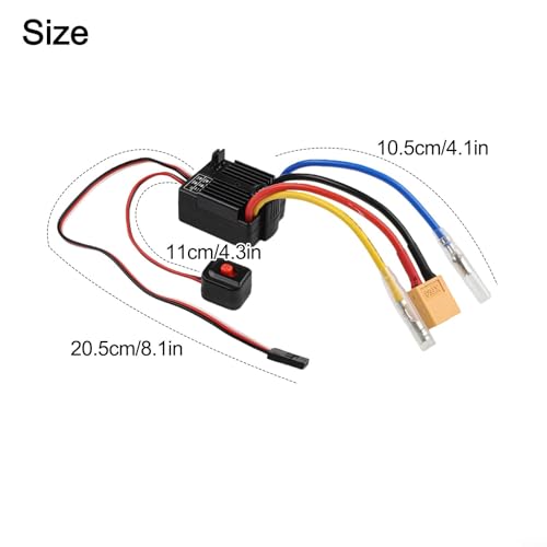 60A Brushless ESC 2-3S Electric-Speed Controller With Built-in BEC And Cooling Fan, Waterproof All-Weather Operation For 1/10 Scale RC Cars Trucks Crawlers, Supports 540/550 Motor(black)