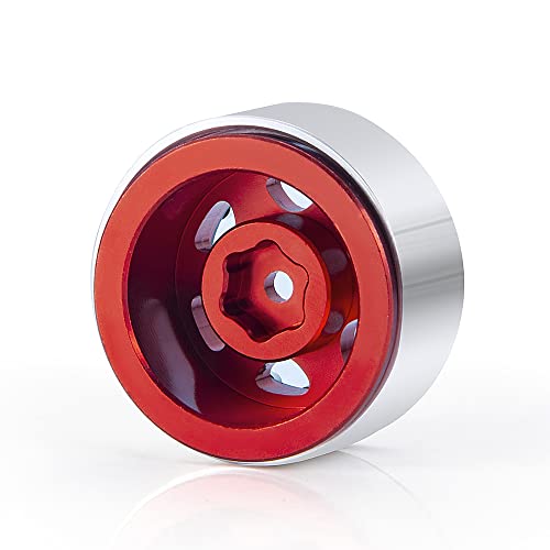 4Pcs 1.0" Micro Beadlock Wheels RC Crawler Wheels, Red+Black | For 1/24 Axial SCX24 Bronco Deadbolt C10, RC Crawler Car