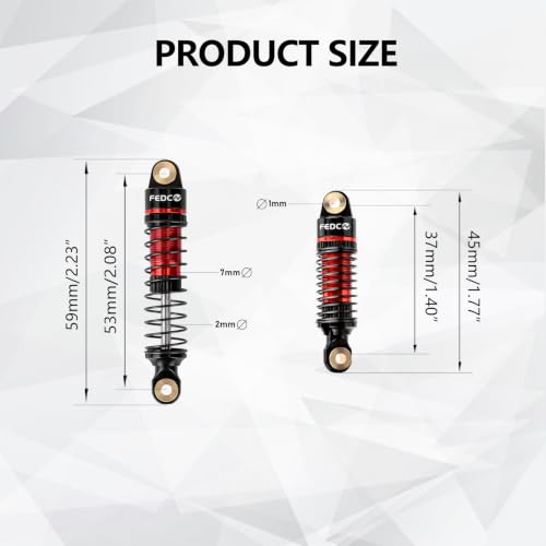 HPI Venture18 Shocks 53MM Shock absorbers For HPI Venture18 Upgrades | With Springs CNC Threaded Oil Damper For 1/18 RC Crawler