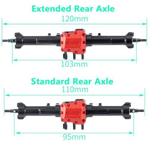Rear Axles Set+4mm Extended Aluminum Complete Axles | For TRX4M Upgrade 1/18, RC Crawler Car - size: Extended Rear Axle