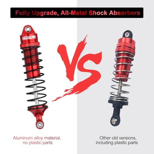 4PCS RC Car Shock Front & Rear Shock Absorber Assembled Set | Compatible with 1/10 Traxxas Slash/Rustler/Stampede 4x4 4WD Replacement Upgrade Parts (Red) - color: Red