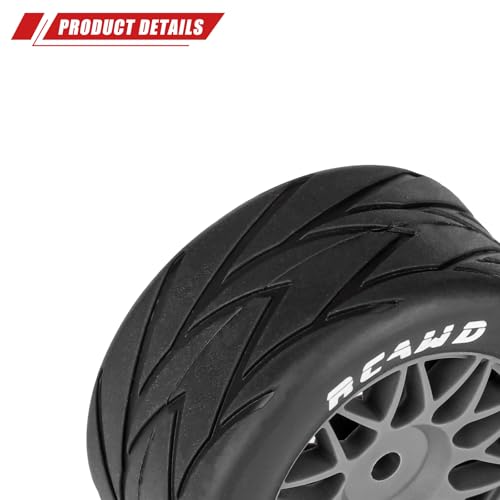 RCAWD for Losi 1/12 RC Racecar On-Road Car Pre-Glued Wheel Tire Set, Balance Grip & Durability Nylon Rubber 8mm Hex Adapter 4mm Tires Upgrade Part All Terrain Adaptation 4pcs Titanium - color: Titanium