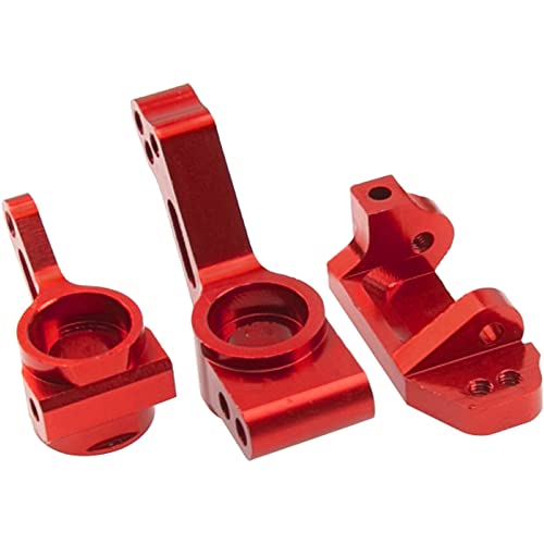 Metal Rear Stub Axle Carriers, C-Hubs Caster Blocks, Steering Blocks Compatible with 1/10 Traxxas Slash 2WD Stampede 2WD Rustler 2WD Nitro Slash RC Car Upgrade Part #3752 3736 3632 (Red) - color: Red