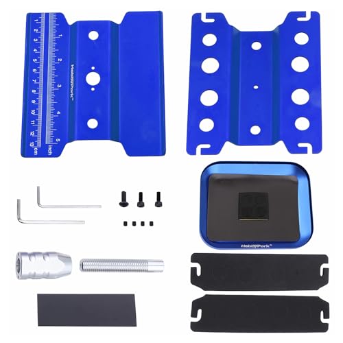 Hobbypark Aluminum RC Car Work Stand Repair Workstation 360 Degree Rotation Lift/Lower w/Screw Tray for 1/10 1/12 1/16 Scale Car Truck Buggy (Navy Blue with Screw Tray)