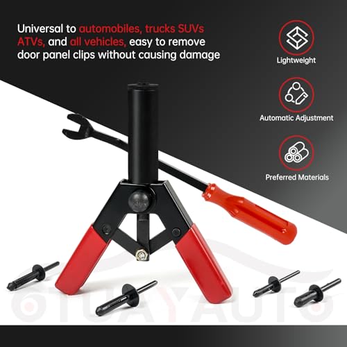 OTUAYAUTO 82Pcs Plastic Rivet Gun Set | 80Pcs 4 Sizes Nylon Blind Rivets and 2Pcs Bonus Fastener Removal Tool, Hand Riveter Suitable for Automotive - size: 80Pcs 4 Sizes Clips with 2 Remover