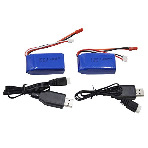 Blomiky 2 Pack 7.4Wh 7.4V 1000mAh 35C Li-ion-Po Battery with JST Plug Suitable for Wltoys A949 A959 A969 A979 A320 A321 RC Truck Cars and K929 RC Helicopter Airplane / A959