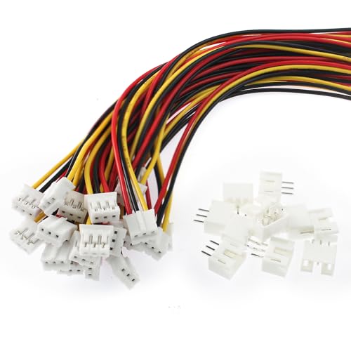 80Pcs JST 2.0 PH 3 Pin Connector Plug Set - 40 Female With 150mm Cable Wire & 40 Male Micro PH2.0mm - Mini 3 Pin Plugs - size: Jst-2.0-Ph-3Pin-40pcs