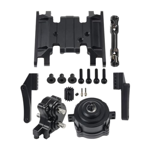 Metal Front Planetary Gearbox Transfer Case Transmission Skid Plate Set for 1/10 RC Rock Crawler II 90046 Chassis Upgrade(Black Set) - color: Black Set