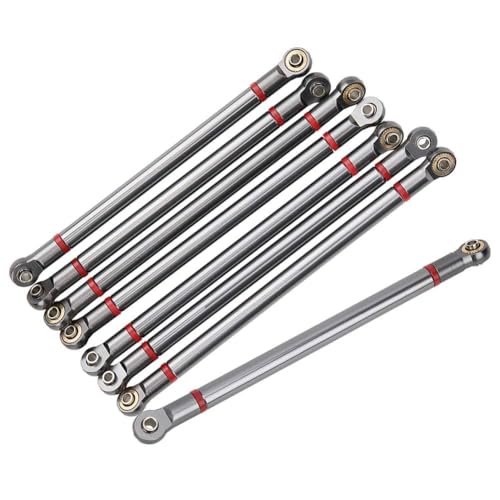 RC Link Rods, 8Pcs Aluminium Alloy Rod Links Linkage Chassis 313mm Wheelbase for Axial SCX10 1/10 Scale RC Crawler Car Steering Linkage Upper & Lower Upgrade Parts(Ti) - color: Ti
