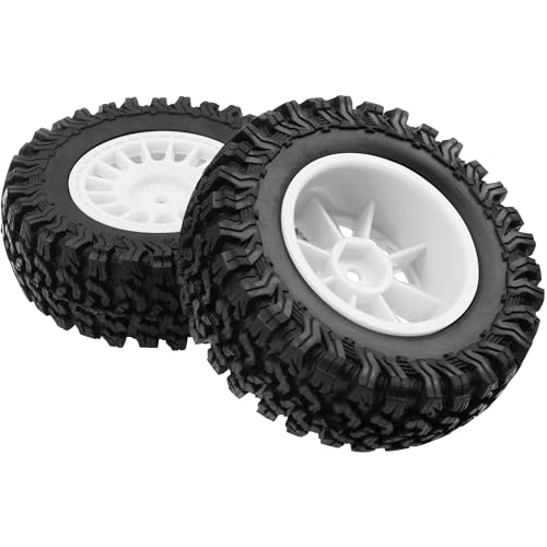 4Pcs HIRCQOO 1.9" RC Crawler Tires OD 90mm Rubber Tire and Plastic Wheel Rims 12mm Hex Compatible with 1/10 Axial SCX10 D90 Tamiya CC01 TF2 TRX4 RC Crawler (White) - color: White
