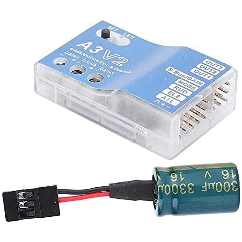 Jadeshay RC Flight Controller, F50A 3 Axle Gyro A3 V2 Flight Controller Stabilizer System with Four Flight Modes for RC Fixed Wing Airplane Enthusiasts