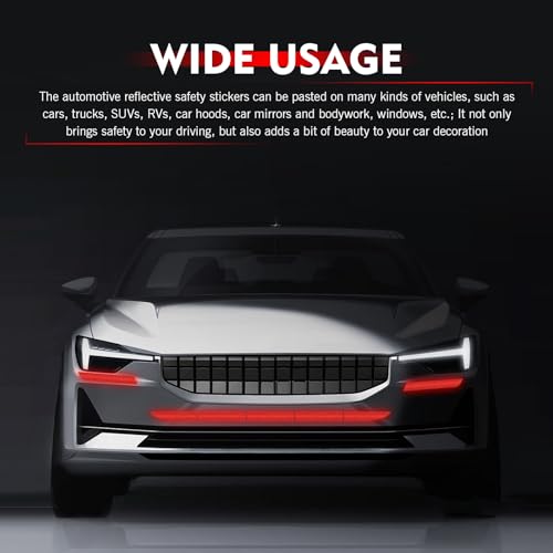 WZP 7PCS Car Reflective Stickers, Night Visibility Reflective Bumper Stickers, Warning Decal, Waterproof Self Adhesive Cars Boot Tailgate Trim Tape for Car Trunk (Red)