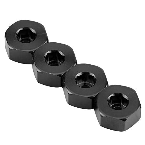 Dilwe RC Car Hex Hub Adapter, 4 Pcs Aluminium Alloy 6mm to 12mm Wheel Hex Hub Adapter for WPL 1634 RC Truck RC Spare Part Accessory (Black)