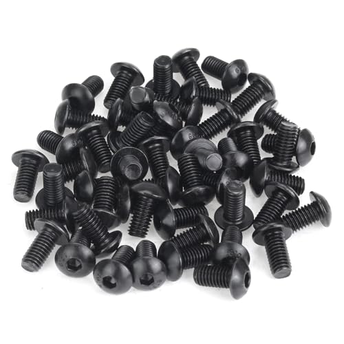 55 Pieces M5 x 10mm Button Head Socket Cap Screws, Thread Pitch 0.8mm, Sutemribor M5 Black Screws, 10.9 Grade Alloy Steel, Black Oxide Finish, Fully Threaded - size: M5 x 10mm, style: Button Head