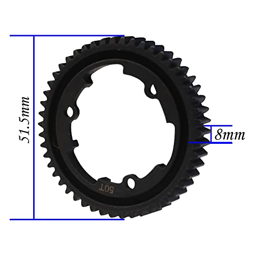 Steel 50T Spur Gear 1 Mod M1 Main Gear Compatible with Traxxas 1/5 X-Maxx 6S 8S 1/10 Maxx 4S 1/10 E-Revo 2.0 VXL 1/7 XO-1 Upgrade Part (50T)