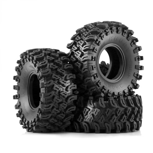 2.2 Inch RC Crawler Tires OD 5.35" 1/10 Soft Rubber Rock Mud Tyres For 1:10 Scale Crawler Car Traxxas TRX4 RC4WD D90 TF2 Axial SCX10 II Tamiya CC01 Gen8 Redcat 2.2" Beadlock Wheels 4Pcs