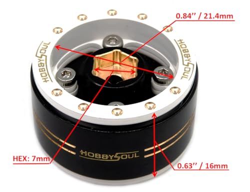 Brass 1.0 Beadlock Wheels Adjustable Offset Rims Weight 44g/Rim for RC Micro Crawler 1/18 TRX4M 1/24 Axial SCX24, (4-Pack, HS701453) - color: White & Black