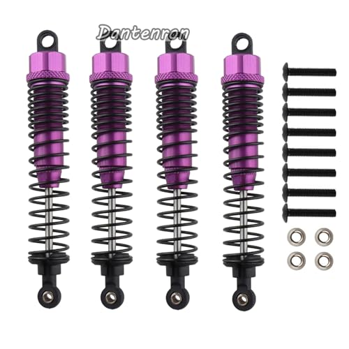 4Pack 1/10 RC Truck Car Adjustable Shock Absorber Damper 108004 Upgrade Parts 108mm Oil 108mm Oil Adjustable Alloy Aluminum Shock For 1:10 HSP 94188 94108 94111 Redcat Volcano (Purple) - color: Purple