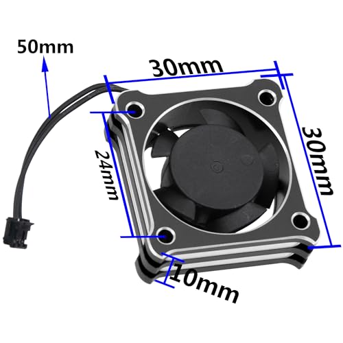 ShareGoo Alloy Brushless Motor ESC Cooling Fan Heatsink 28000RPM 5V-7.4V for Hbywing XeRun XD10 PRO ESC Series (Black)_ - color: Black