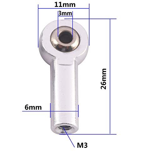 10Pack Vgoohobby Aluminum M3 Link Rod Tie Rod End Ball Head Joint Holder Compatible with Axial Redcat HSP Traxxas HPI 1/10 RC Car Truck DIY Robot Boat Airplane (26mm)