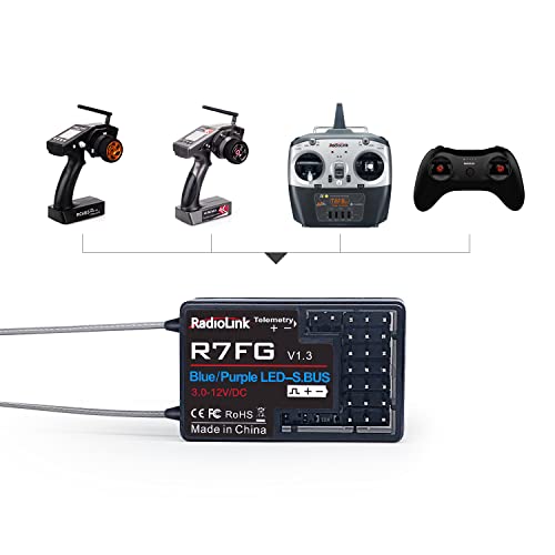 Radiolink R7FG&R4FGM Receiver with Gyro Long Range Control for RC Cars RC Boats for Radiolink RC6GS V3/RC6GS V2/RC4GS V3/RC4GS V2 Controller