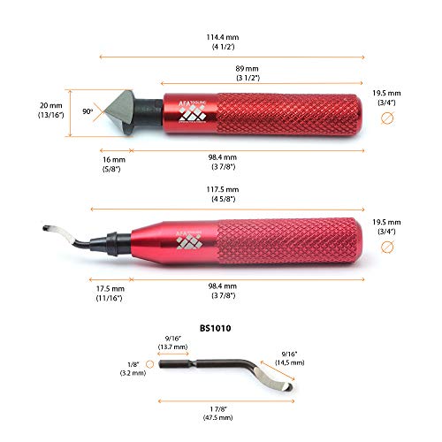 AFA Tooling Deburring Tool & Countersink Hand Reamer, Red CNC Handle | 11 HSS blades with 360-degree rotation & Countersink Hand Reamer make chamfers for 3D printing, metal, PVC, copper - style: Reamer & Deburring Tool