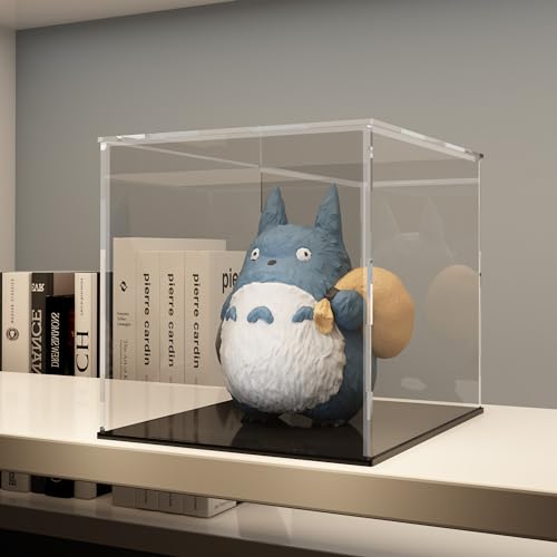 Acrylic Display Case for Collectibles and Toys, Versatile Clear Acrylic Display Box with Black Base for Showcase and Displaying, 7x7x7-inch - size: 7"L x 7"W x 7"H