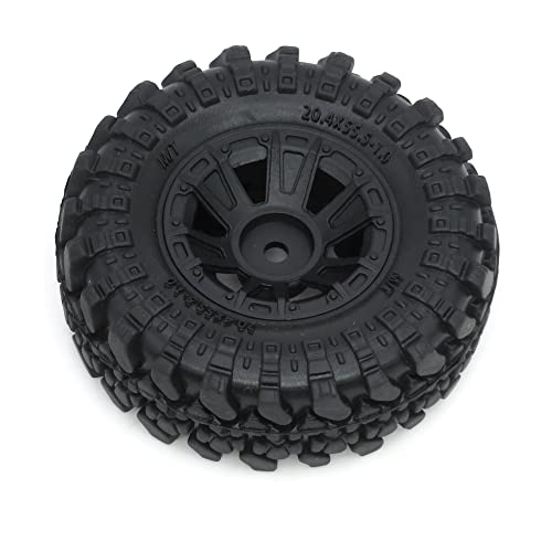 HOBBYSOUL 1.0 Crawler Tires Mounted on 1.0 Beadlock Wheels 7mm Hex, SCX24 Tires and Wheels (with Heavy Duty Metal Middle Rings, 21g/Ring) for 1/24 RC Crawler Axial SCX24 90081 AXI00001, (4-Pack)