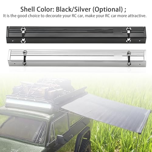 1/18 RC Car Simulated Side Tent Roof-Mounted Wear Resistant Awning Metal Practical Rain Shelter Tent Easy Installation DIY Upgrade Parts for Traxxas TRX4M RC Crawler Truck Buggy Fittings(Black) - color: Black