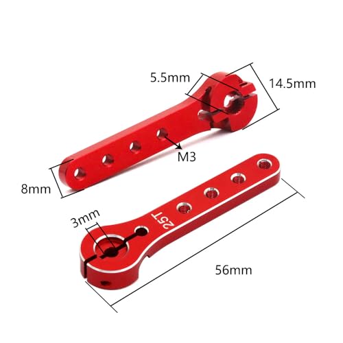 2pcs Aluminum 25T Servo Horn 56mm M2.5 Thread Metal 25 Teeth Extension Steering Servo Arm Compatible with 30-100CC Balsa Airplanes RC Plane Helicopter Car (Black) - color: Black