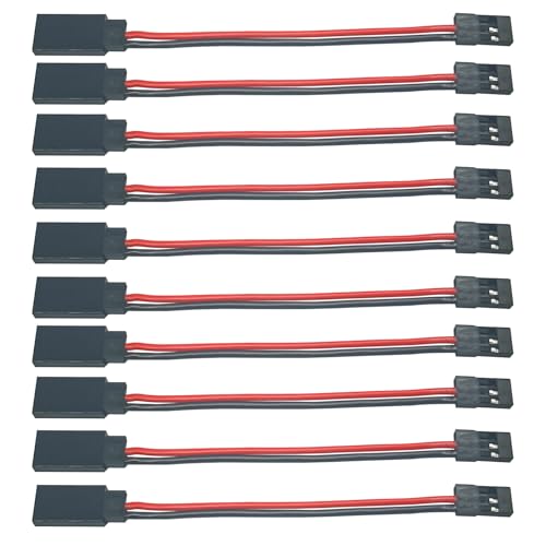 10 pcs 3.93inch JR Style Servo Extension Cable Cord Wire - 3-Pin JR Plug Male to Male RC Servo Wire Extension Cord for Battery RC Model Parts - style: JR Extension Cable