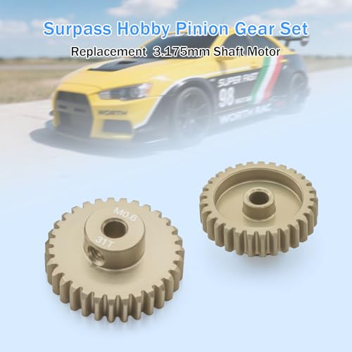 M0.6 Pinion Gear Set 3.175mm 29T 30T 31T 32T 33T Aluminum Alloy Metal Pinion Motor Gear for 1/10 RC Car Motor (5PCS) - size: 29T 30T 31T 32T 33T