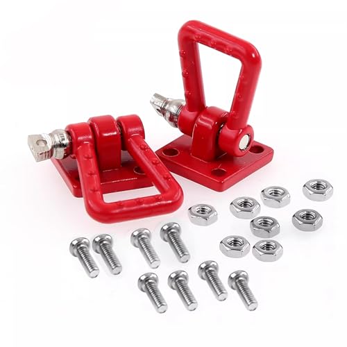 2 Sets Metal Climbing RC Trailer Tow Hook Decorations Accessories for 1/10 Crawler Car Axial SCX10 D90 D110 TRX4 TRX6 Redcat Upgrades Parts(Red) - size: CC01abR