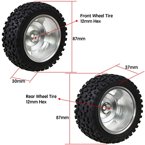 Aluminum Wheels Rims Rubber Tires 12mm Hex Hub for Tamiya TT-02B HPI HSP 1/10 Scale RC Buggy Car Upgrades