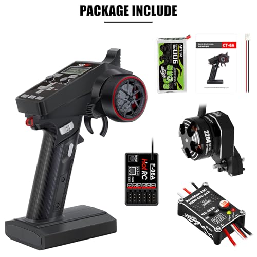 GOUPRC Racing CT-6A RC Transmitter 6 Channels 2.4GHz and Receiver with 2204 2400KV Brushless Outrunner Transmission Motor & 30A Brushless ESC Combo for SCX24 RC Crawler Axial 1/24 RC Car Crawler - style: 6CH Transmitter & Receiver kit