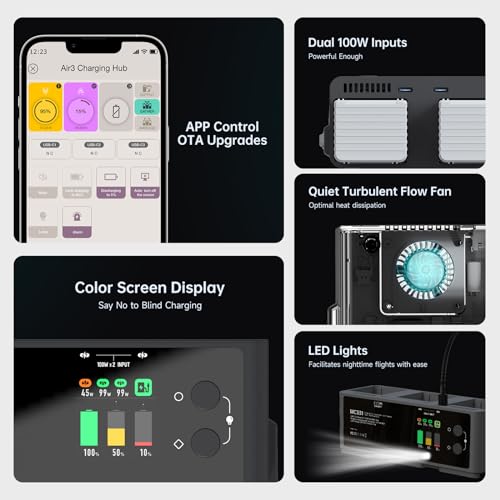 Air 3s Smart Battery Charging Hub, 200W USB-C Fast Charging for DJI Air 3 Series Intelligent Flight Batteries Plus Three-Channel Parallel with Discharge Storage Function LED Lighting - size: Air 3s